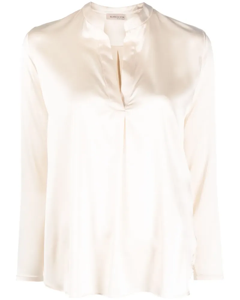 Blanca Seidenbluse mit V-Ausschnitt - Nude Nude