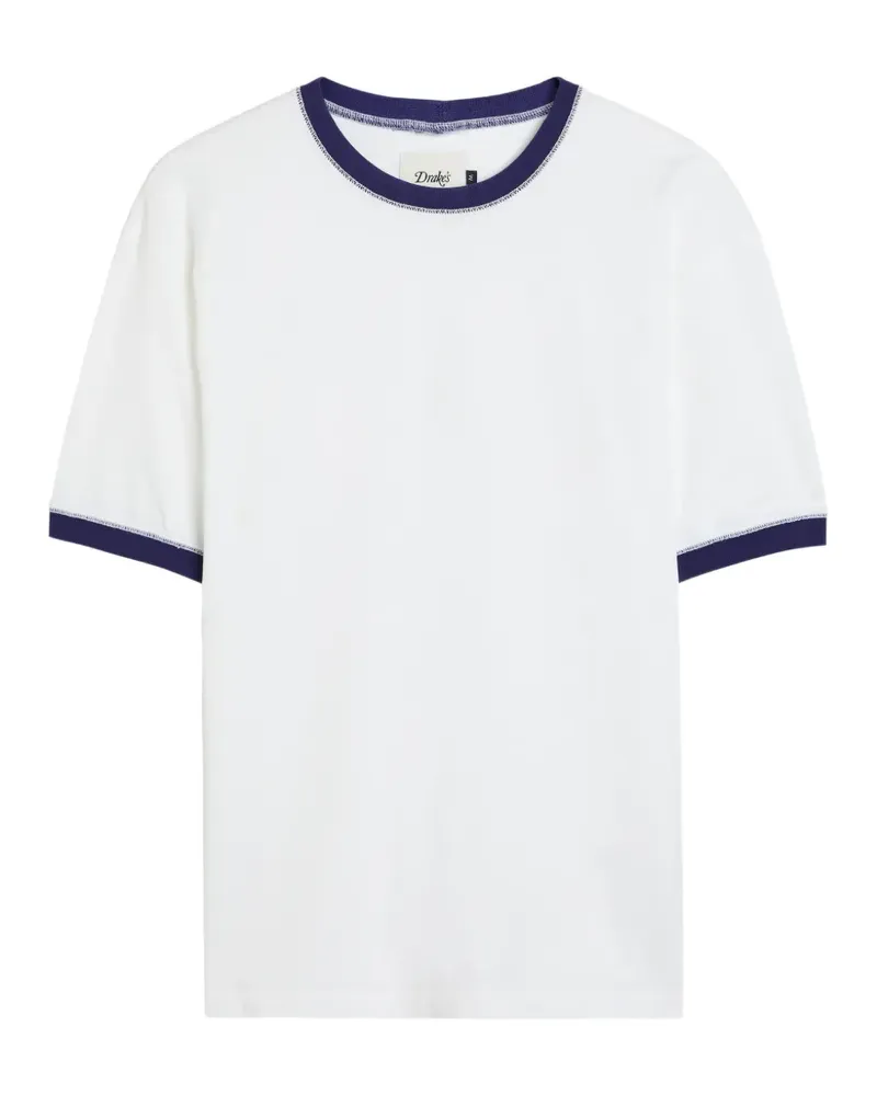 Drake's contrast-trim T-shirt - Weiß Weiß