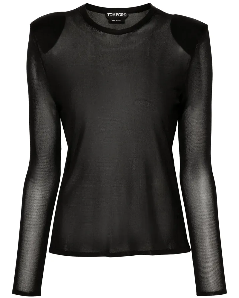 Tom Ford Semi-transparentes T-Shirt aus Jersey-Strick - Schwarz Schwarz