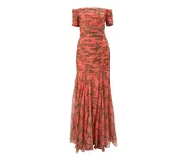 Rüschenkleid mit Olivenzweig-Print - Rosa