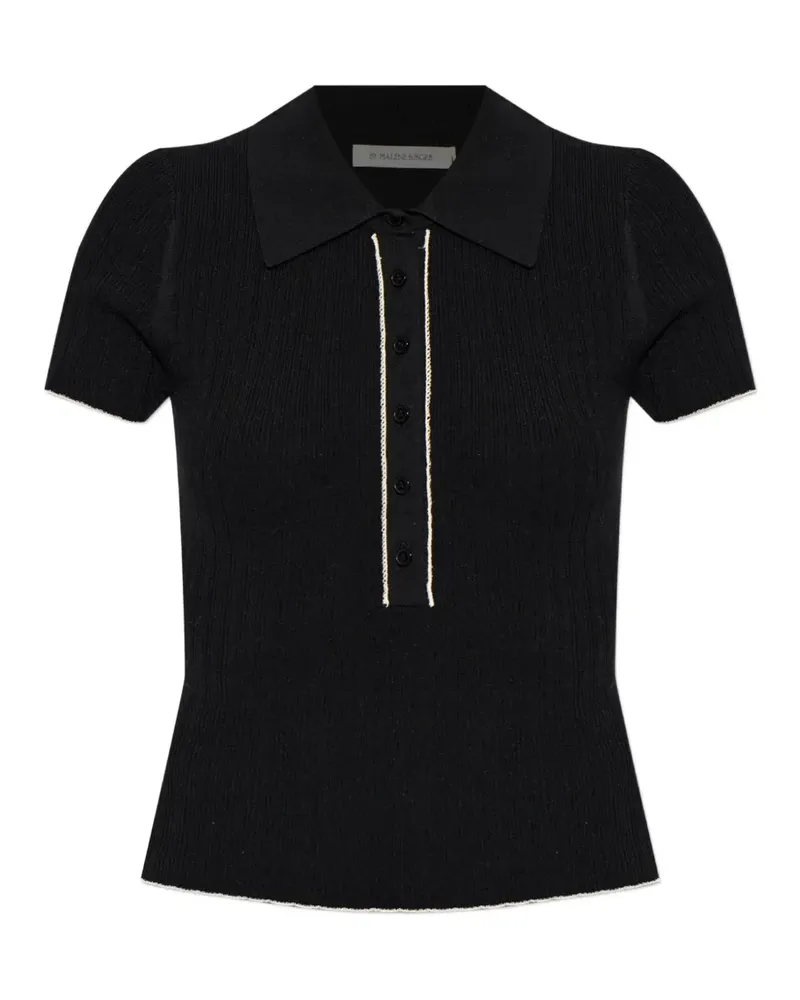 By Malene Birger Benita ribbed-knit polo shirt - Schwarz Schwarz