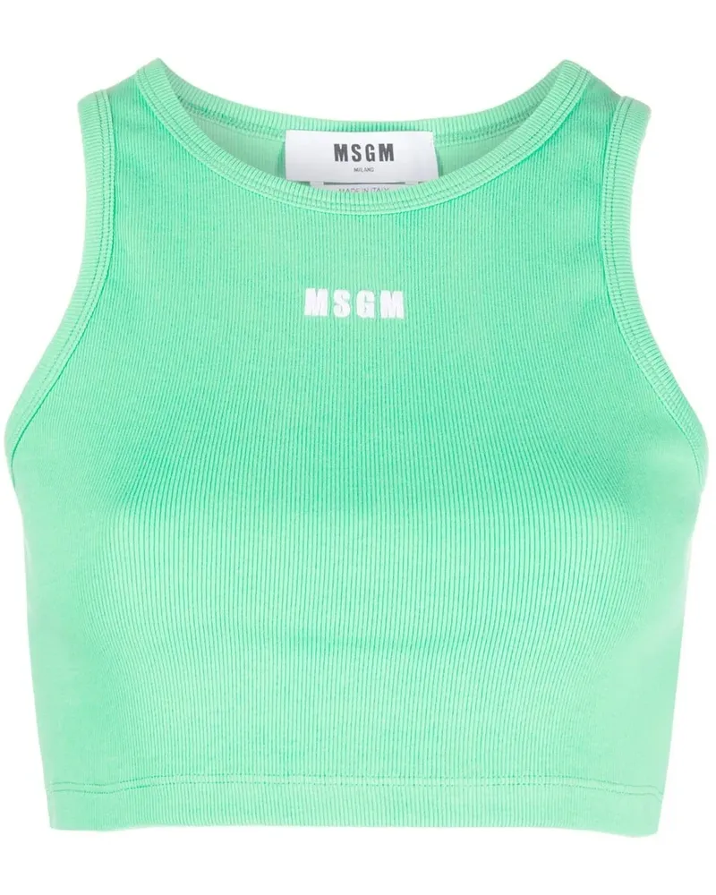 MSGM Top mit Logo-Print - Grün Grün