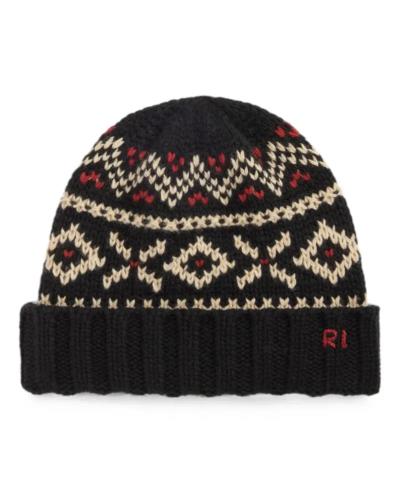 Ralph Lauren Beanie mit Fair-Isle-Intarsie - Schwarz Schwarz