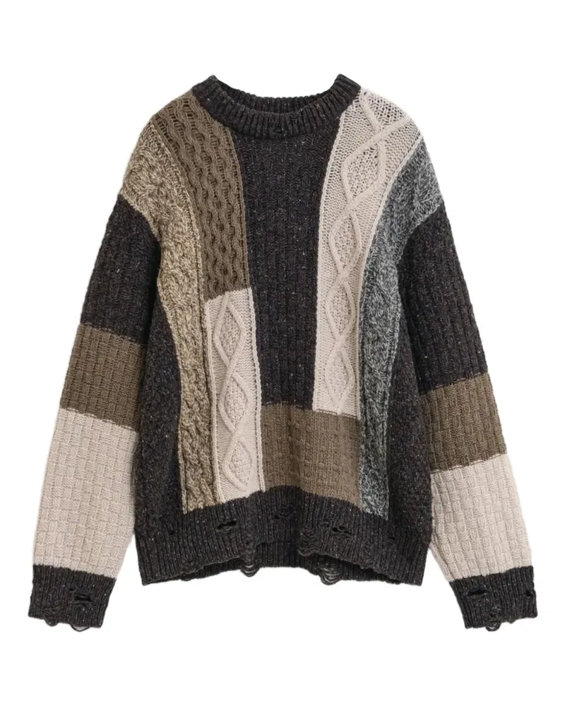 Gant patchwork cable-knit sweater - Braun Braun