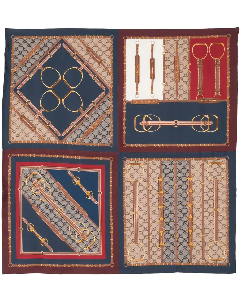 Gucci Seidenschal mit  Heritage-Print - Rot Rot