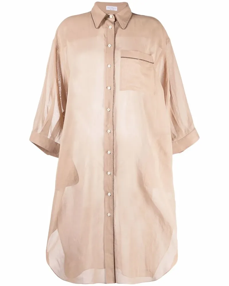 Brunello Cucinelli Verziertes Oversized-Hemd - Nude Nude