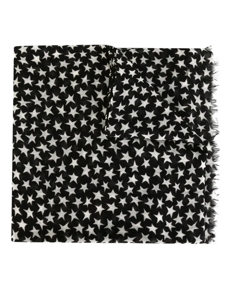 Saint Laurent Wollschal mit Stern-Print - Schwarz Schwarz
