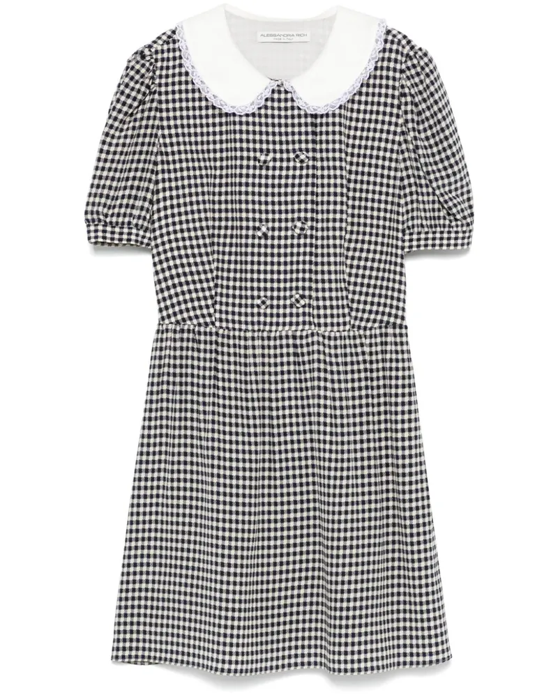 Alessandra Rich Seiden-Minikleid mit Vichy-Karo - Blau Blau