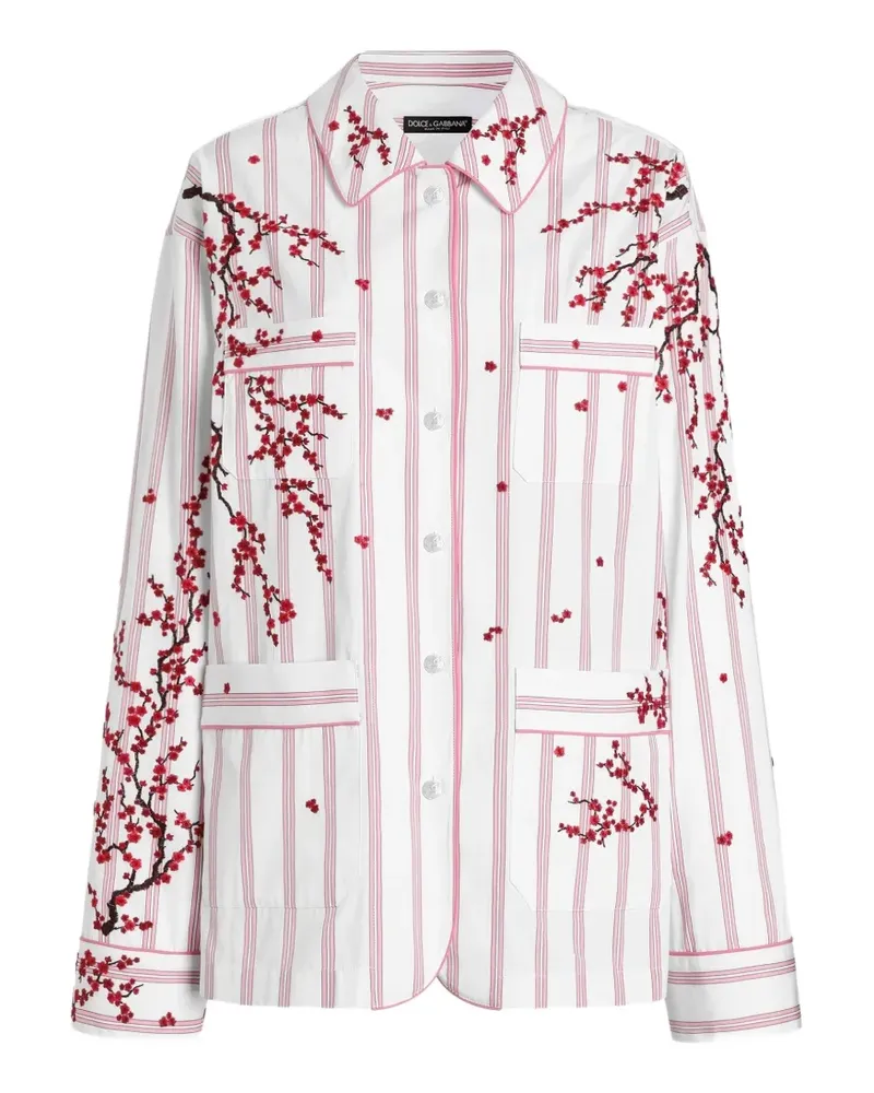 Dolce & Gabbana Vanity Bluse mit Blumenstickerei - Weiß Weiß