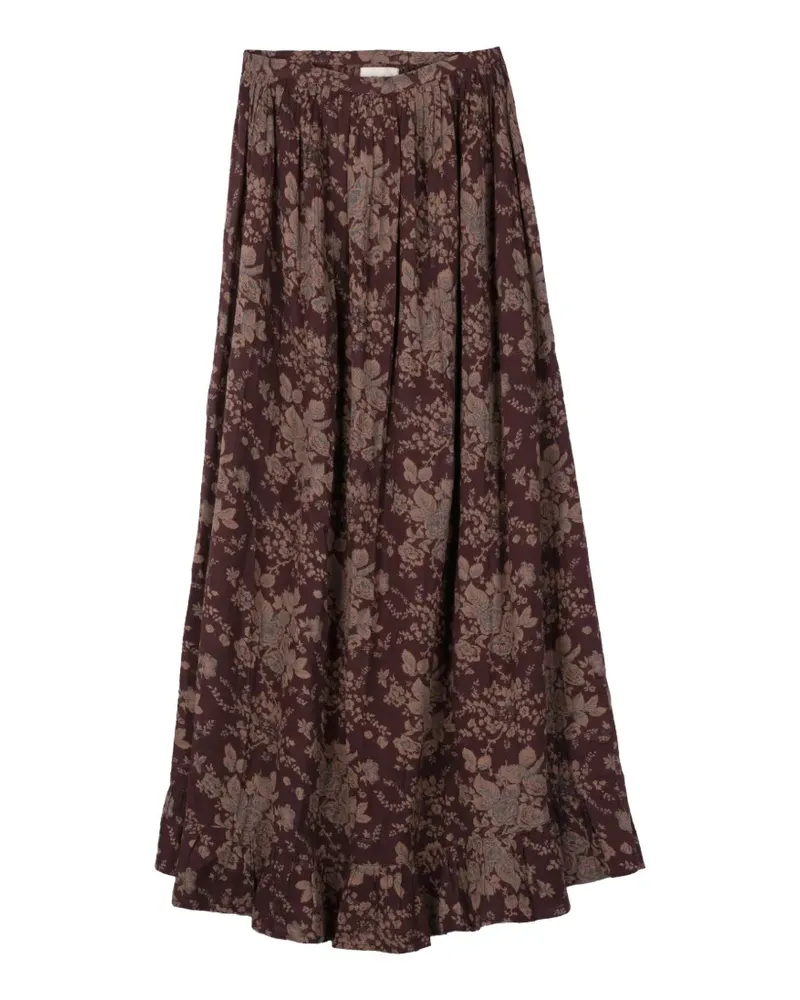 Antik Batik Cinzo floral-print ruffled maxi skirt - Braun Braun