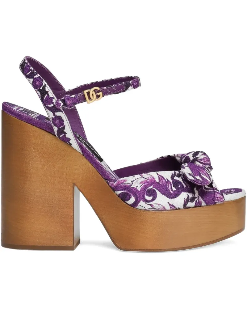 Dolce & Gabbana Sandalen mit Majolica-Print 130mm - Violett Violett