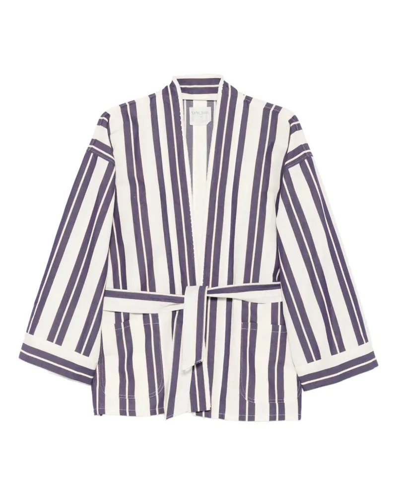 forte_forte striped belted jacket - Nude Nude
