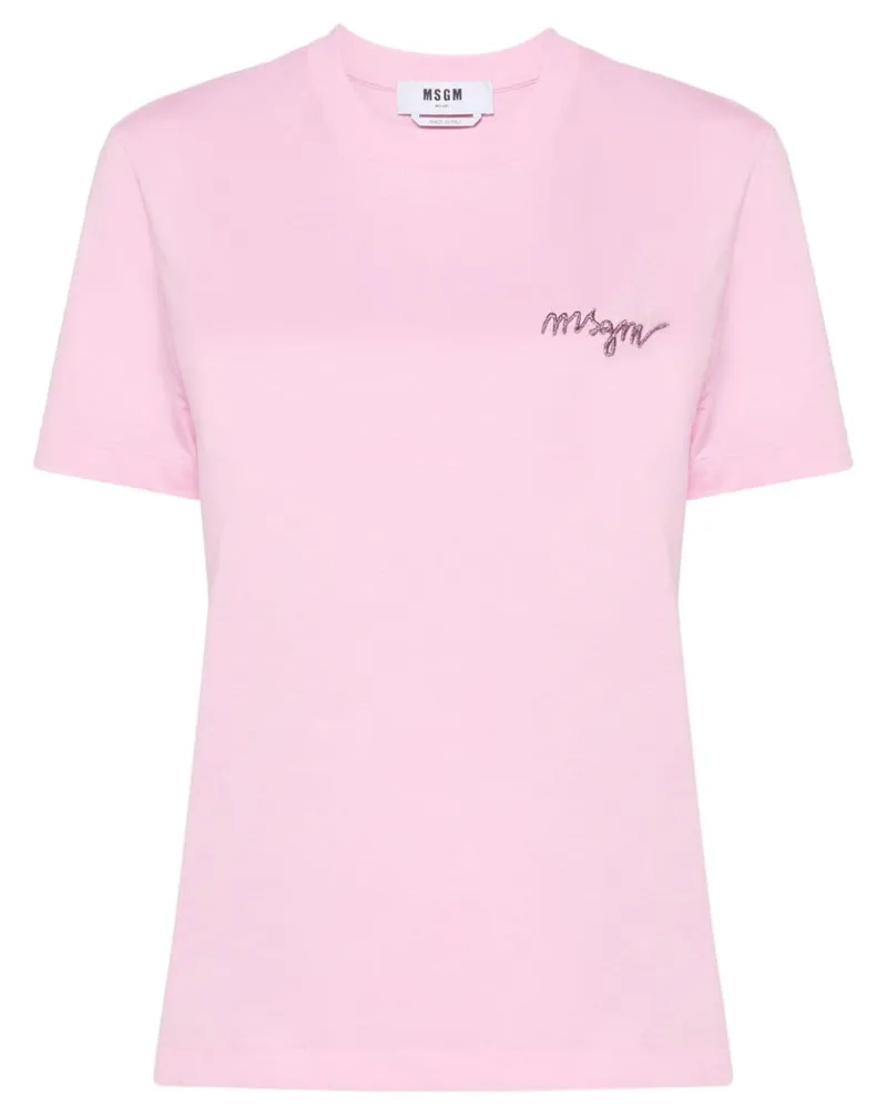 MSGM T-Shirt mit Logo-Stickerei - Rosa Rosa