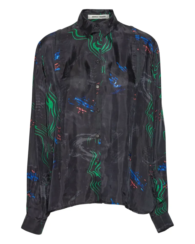 Henrik Vibskov Hemd mit Print - Schwarz Schwarz