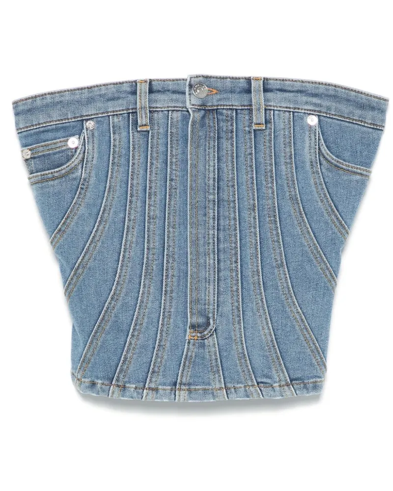 Thierry Mugler Bustier aus Denim - Blau Blau