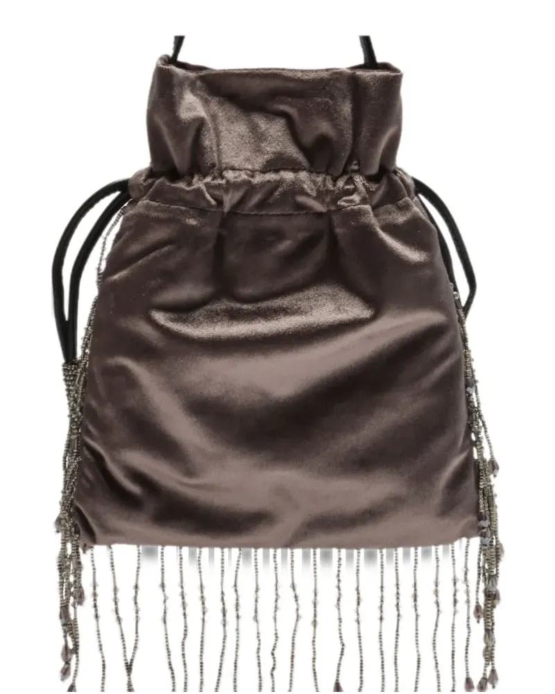 Maliparmi Rugiada bead-embellished velvet shoulder bag - Braun Braun
