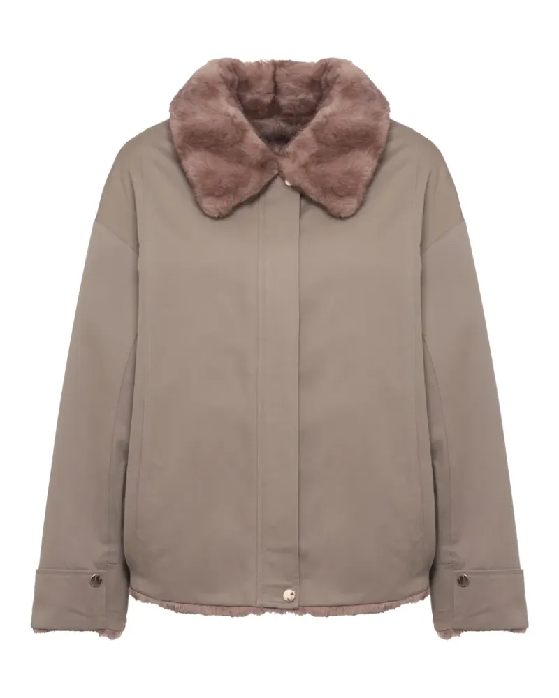 Bully faux-fur collar zip-up jacket - Nude Nude