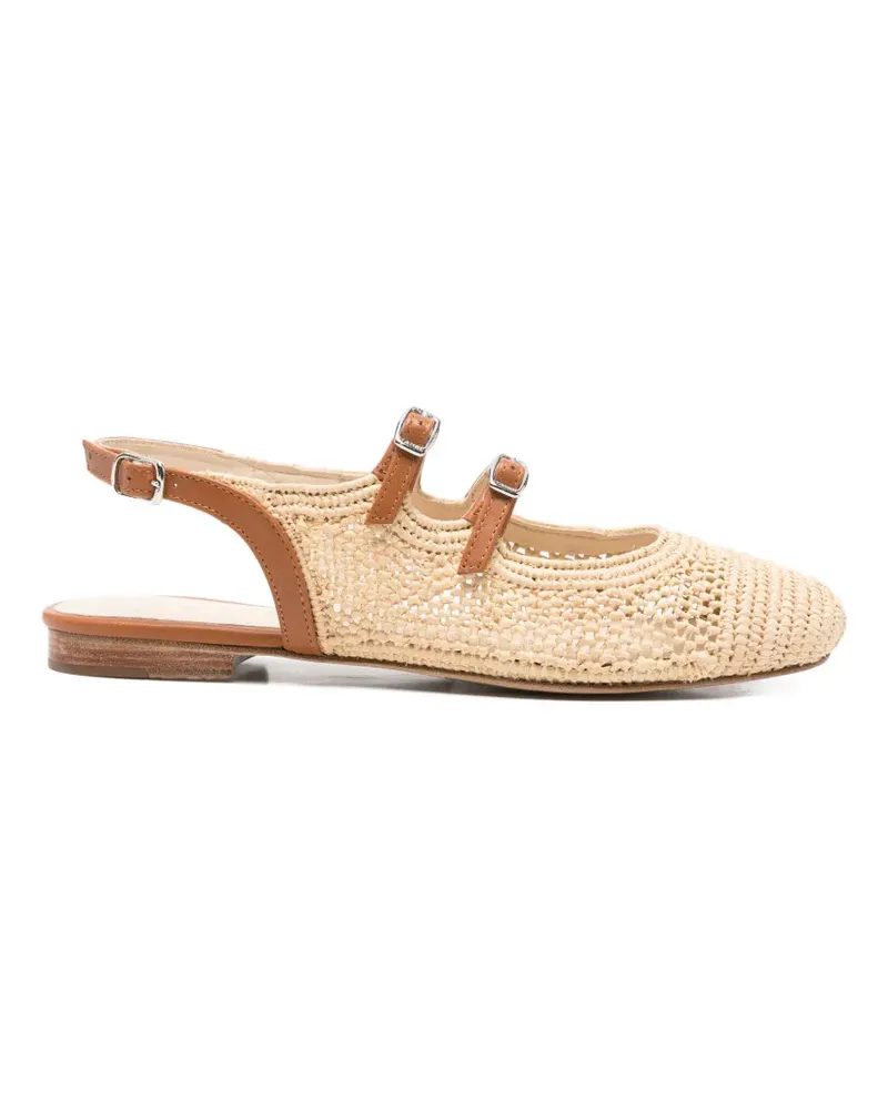 Carel Balma buckle-strap woven flat pumps - Nude Nude