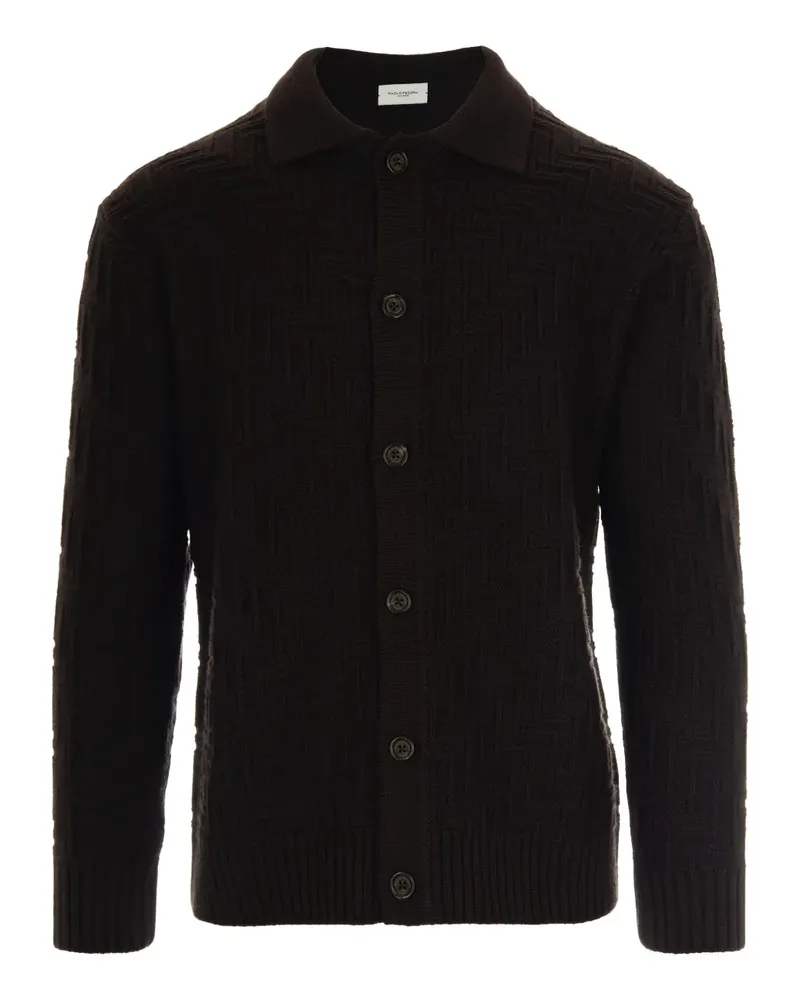 Paolo Pecora Milano Cardigan mit Poloshirtkragen - Braun Braun