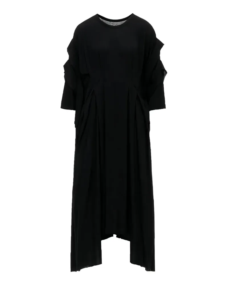 Yohji Yamamoto Asymmetrisches Kleid mit Rüschen - Schwarz Schwarz