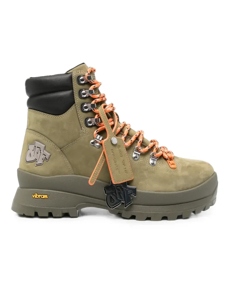 OFF-WHITE logo-patch panelled boots - Grün Grün