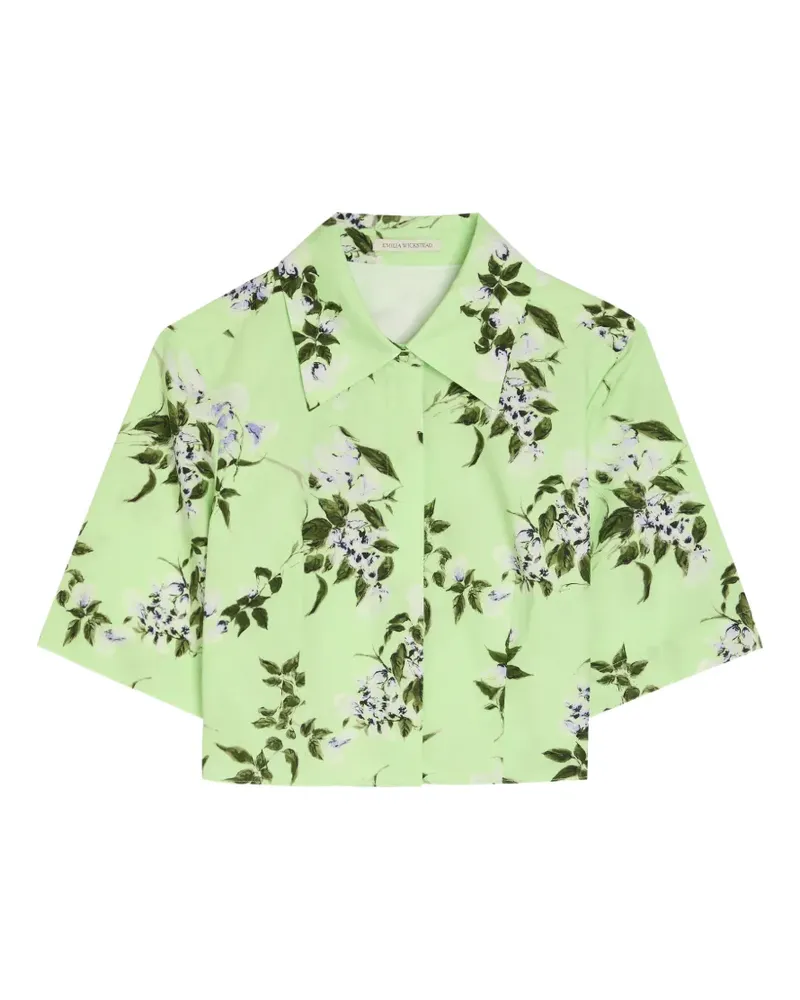 EMILIA WICKSTEAD Natalie Cropped-Hemd mit Blumen-Print - Grün Grün