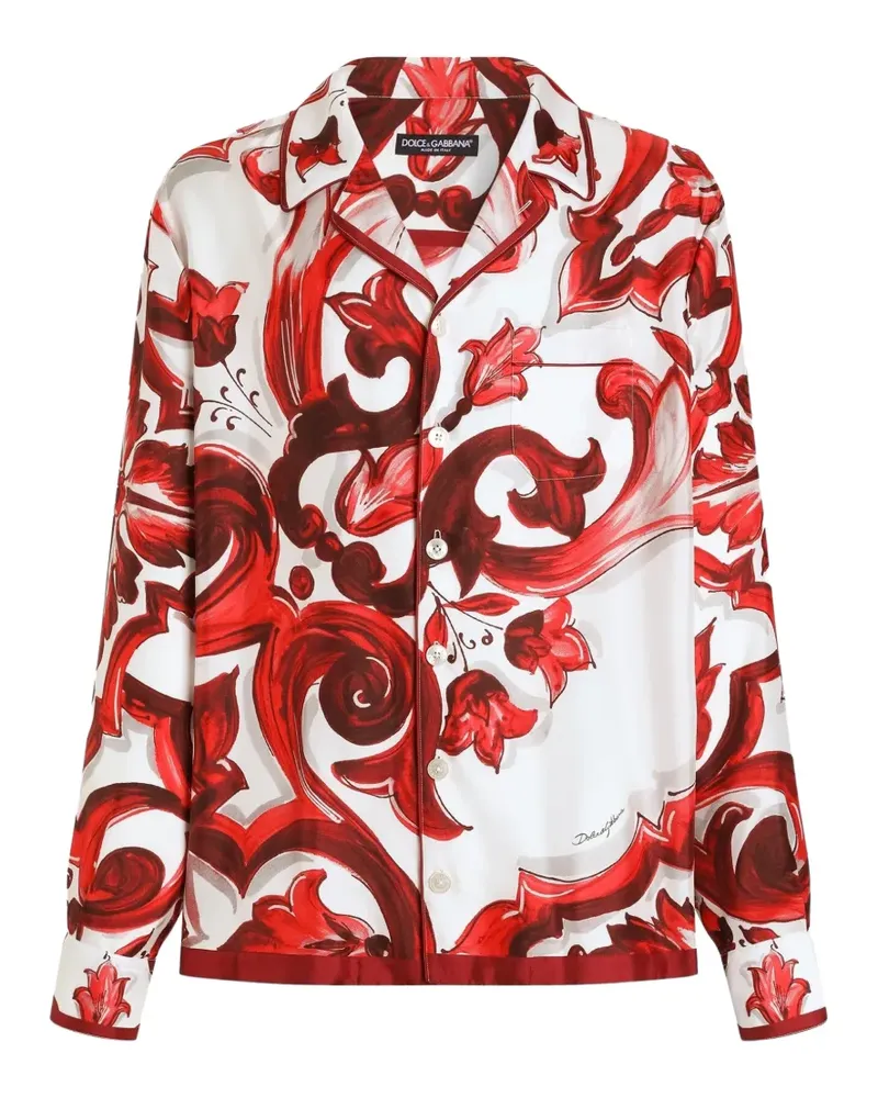 Dolce & Gabbana Vanity Twill-Shirt mit Majolika-Print - Rot Rot