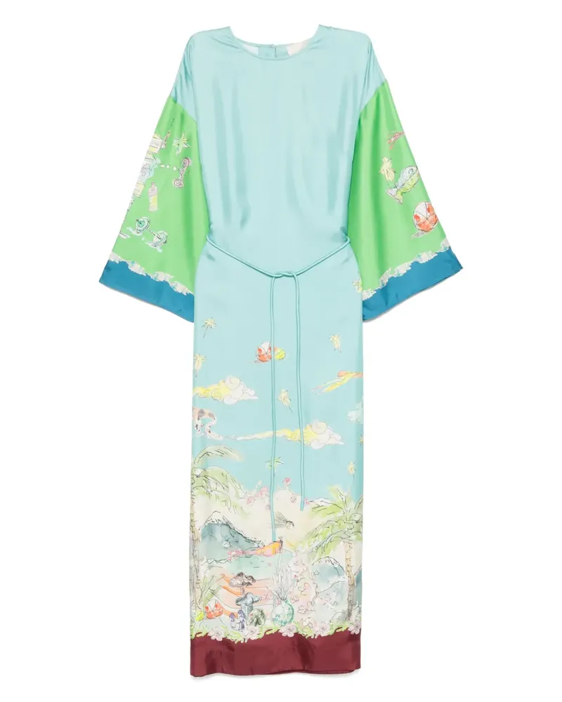 ALEMAIS Daria Midikleid mit Print - Blau Blau