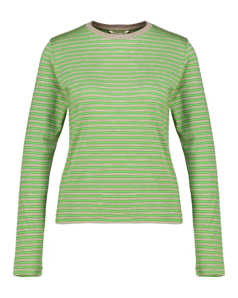 AURALEE Gestreiftes Langarmshirt - Grün Grün