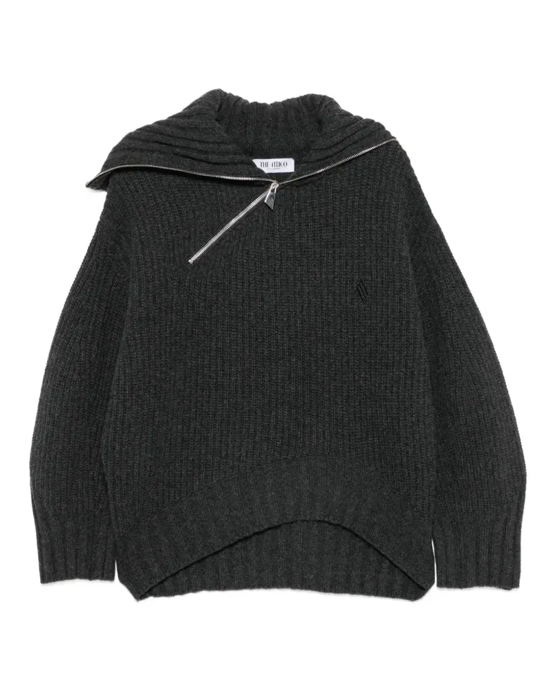 ATTICO Gerippter Pullover mit asymmetrischem Reißverschluss - Grau Grau