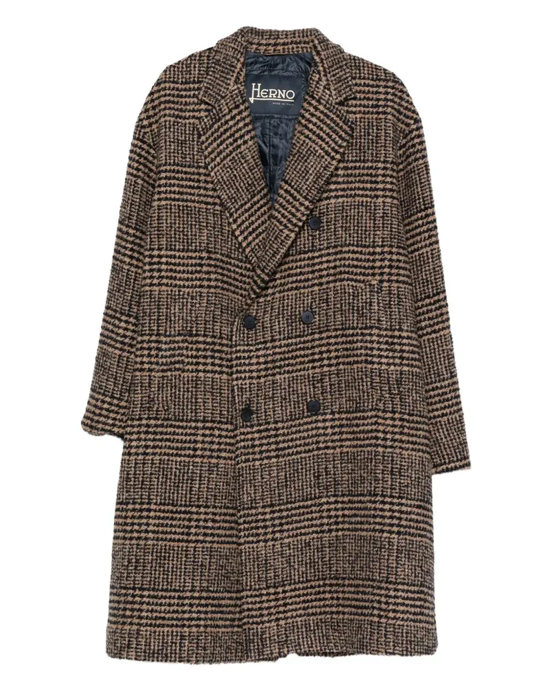 Herno double-breasted check coat - Braun Braun