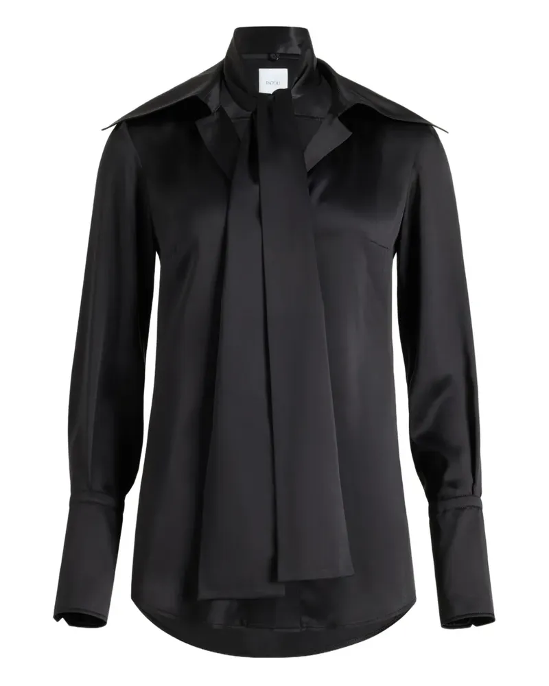 Patou Seidenbluse mit weitem Kragen - Schwarz Schwarz