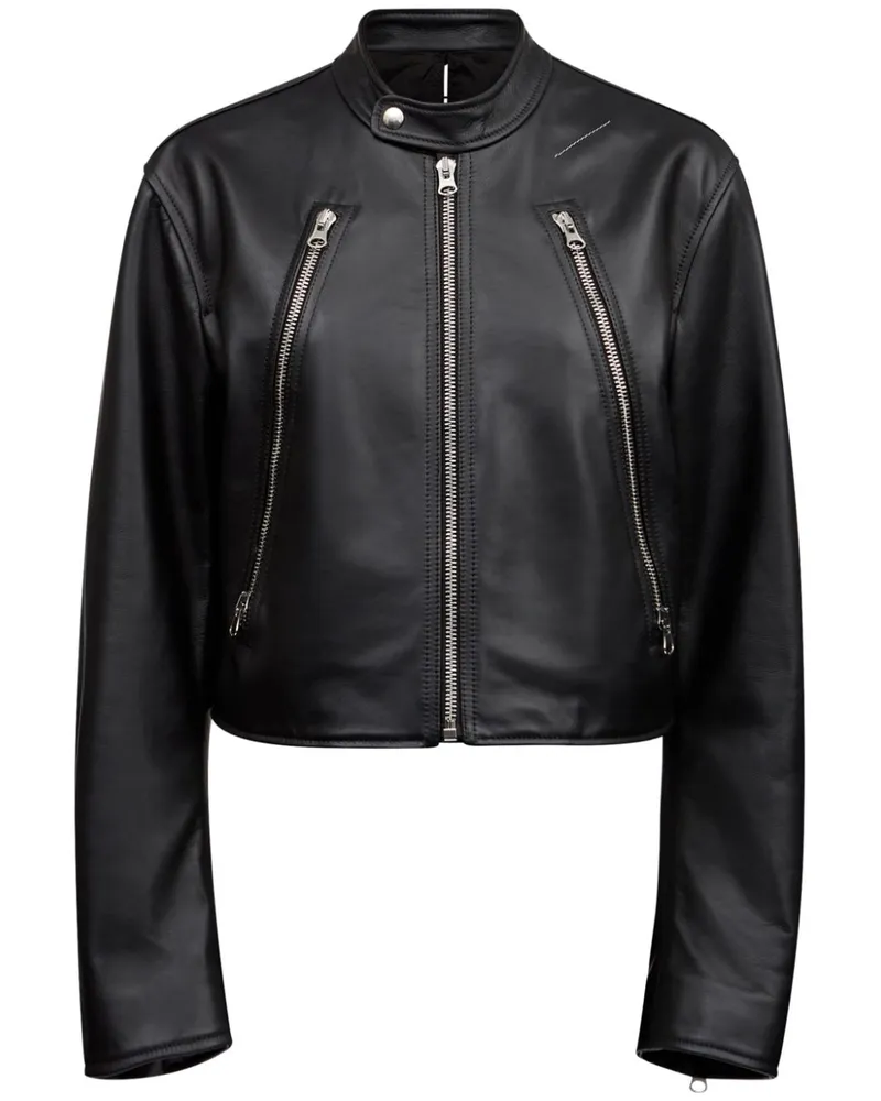 Maison Margiela Klassische Lederjacke - Schwarz Schwarz