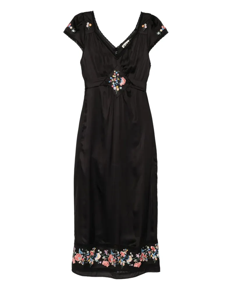 RIXO Carey Midikleid - Schwarz Schwarz