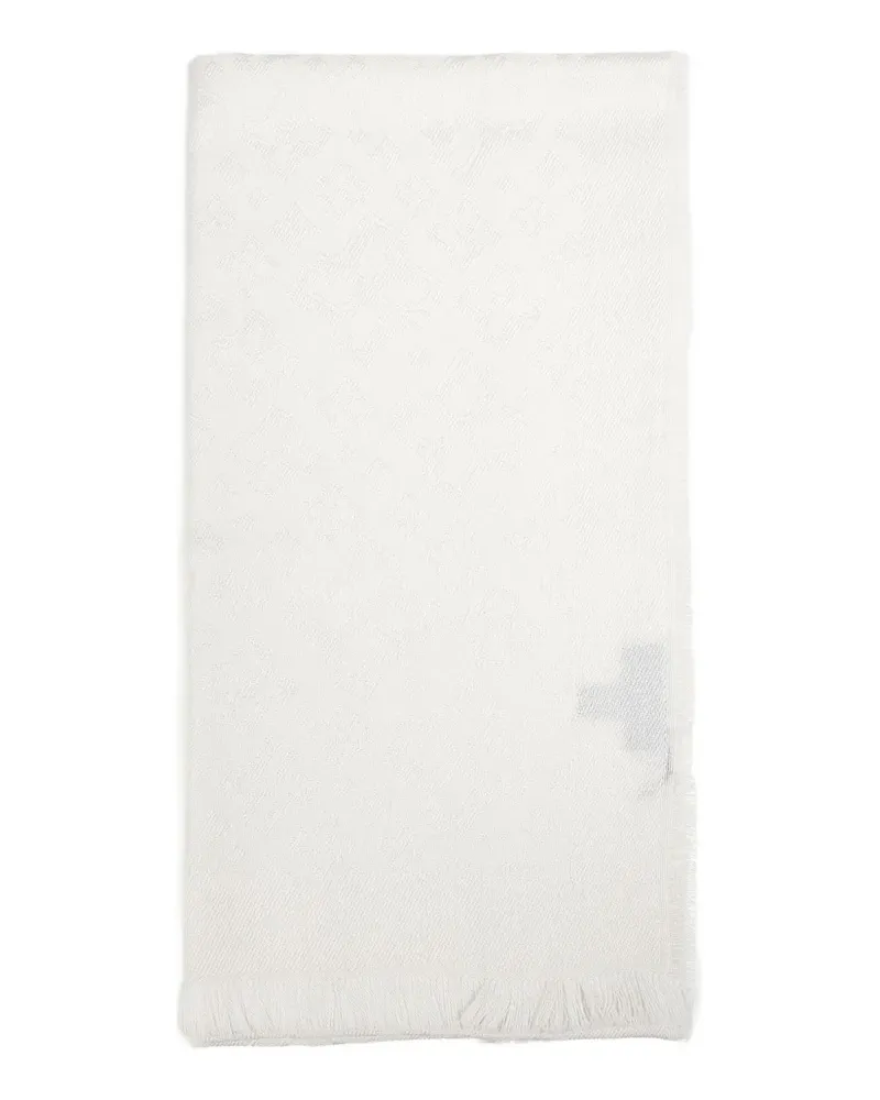 Tagliatore jacquard fringed scarf - Weiß Weiß