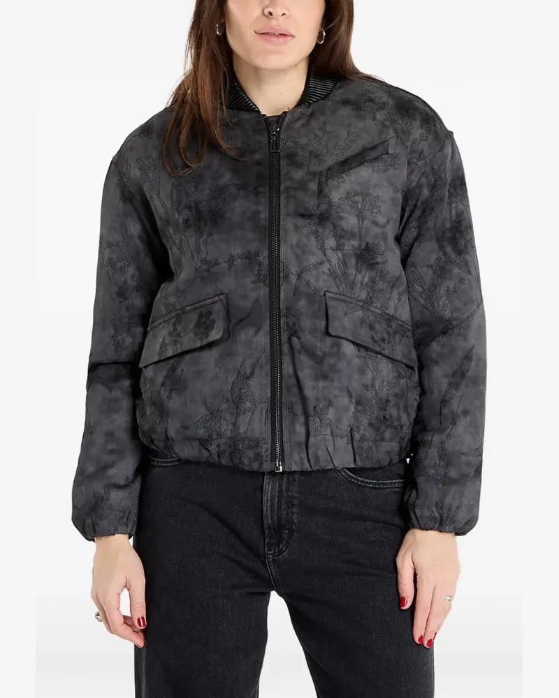 Desigual floral-embroidered tie-dye jacket - Grau Grau