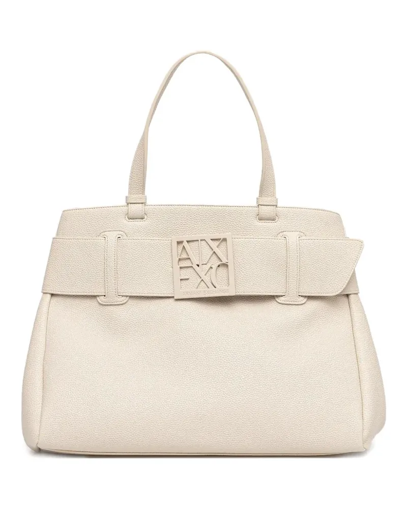 Armani Exchange Mittelgroße Tote Bag mit Logo-Schild - Weiß Weiß