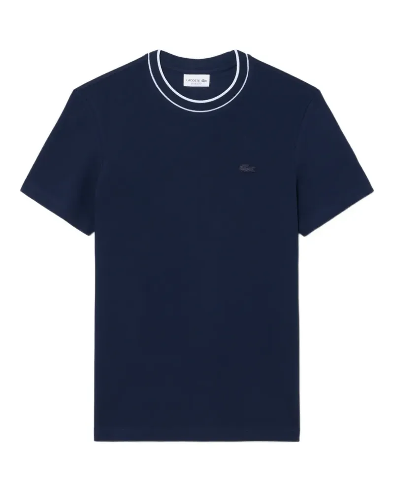 Lacoste contrast-trim logo-patch T-shirt - Blau Blau