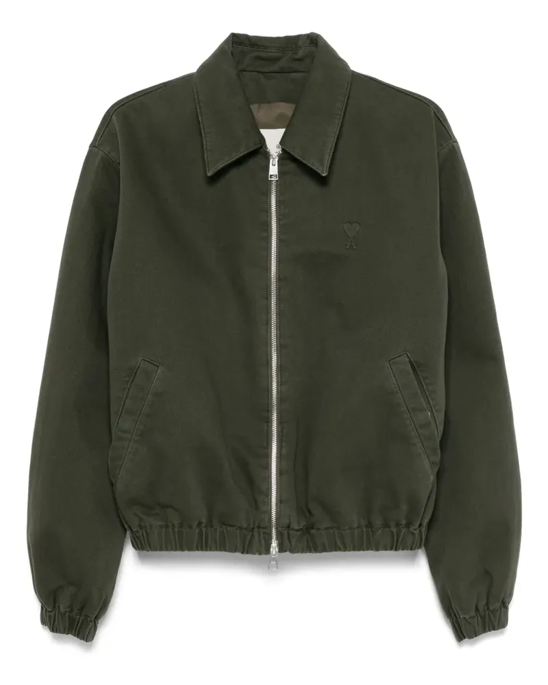 AMI Paris Kapuzenjacke mit Logo-Prägung - Grün Grün