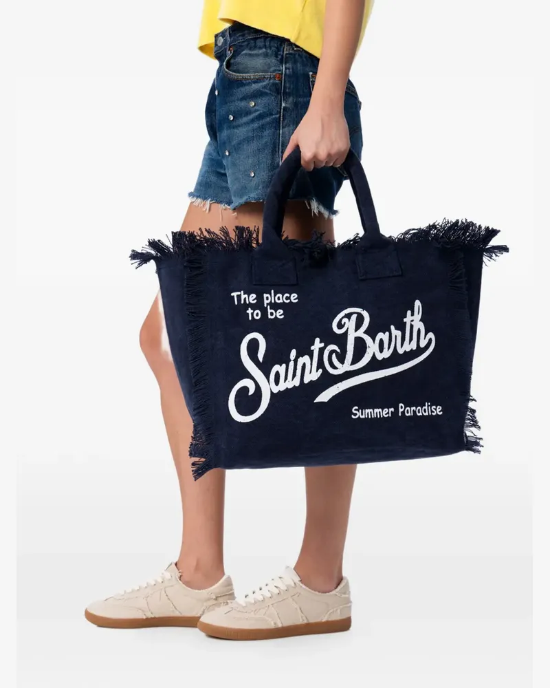 MC2 Saint Barth Vanity Shopper mit Fransen - Blau Blau