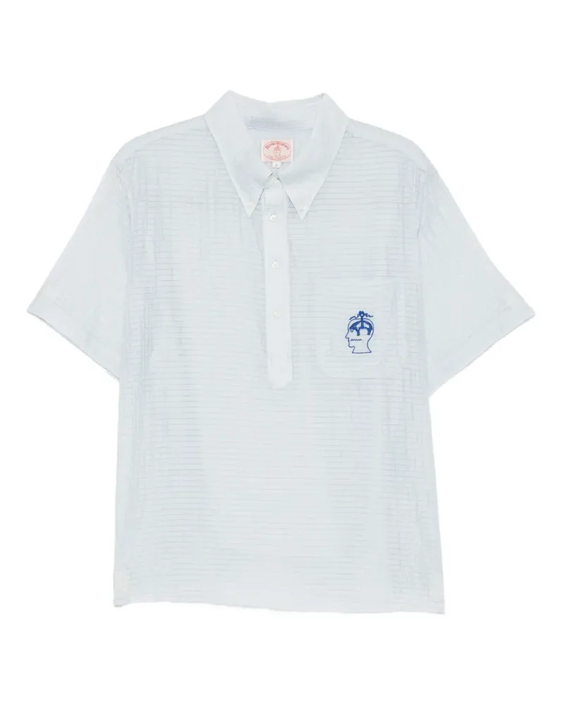 Brain Dead x Brooks Brothers California embroidered textured polo shirt - Blau Blau