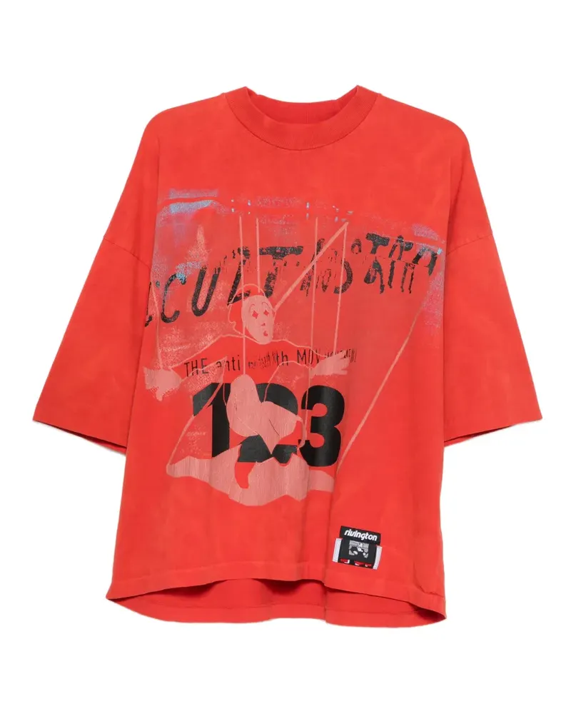 RRR123 Oversized-T-Shirt mit Left Out-Print - Orange Orange