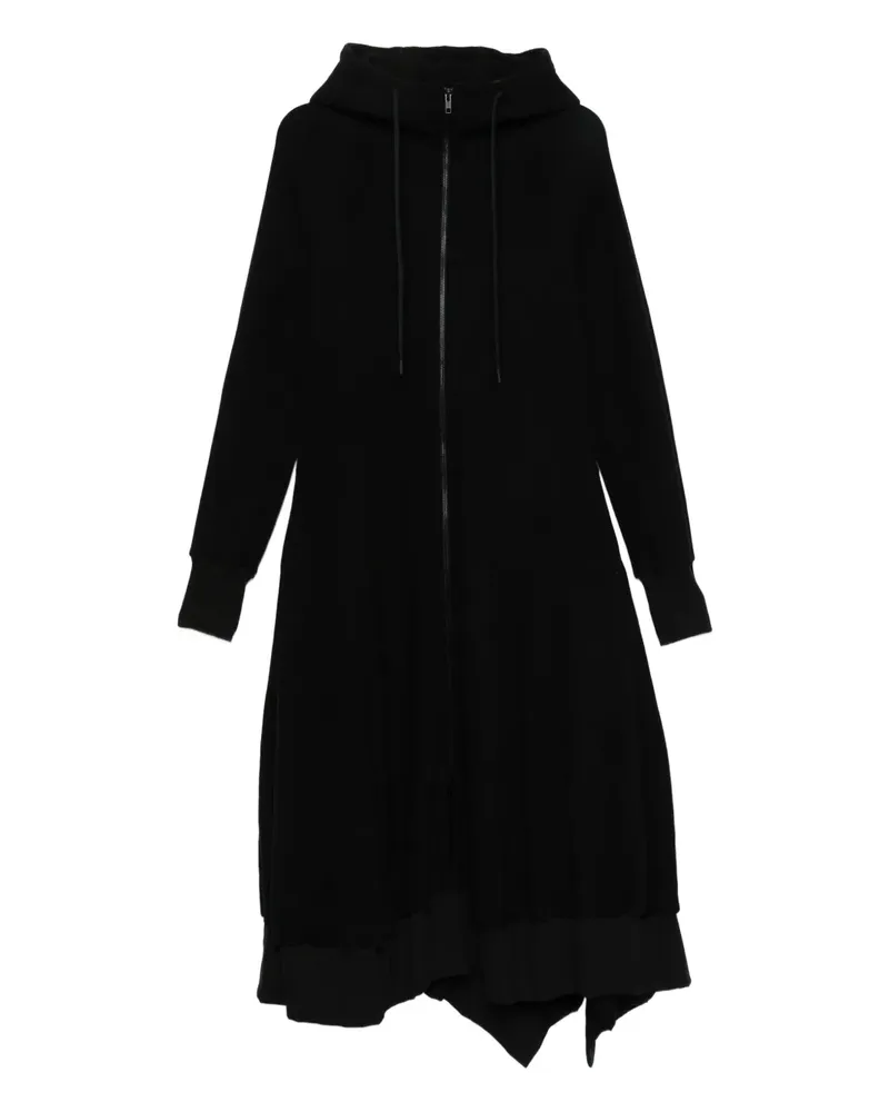 Yohji Yamamoto Asymmetrischer Kapuzenmantel - Schwarz Schwarz