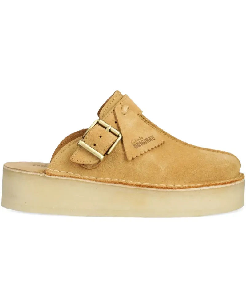 Clarks Plateau-Mules mit Schnalle - Nude Nude
