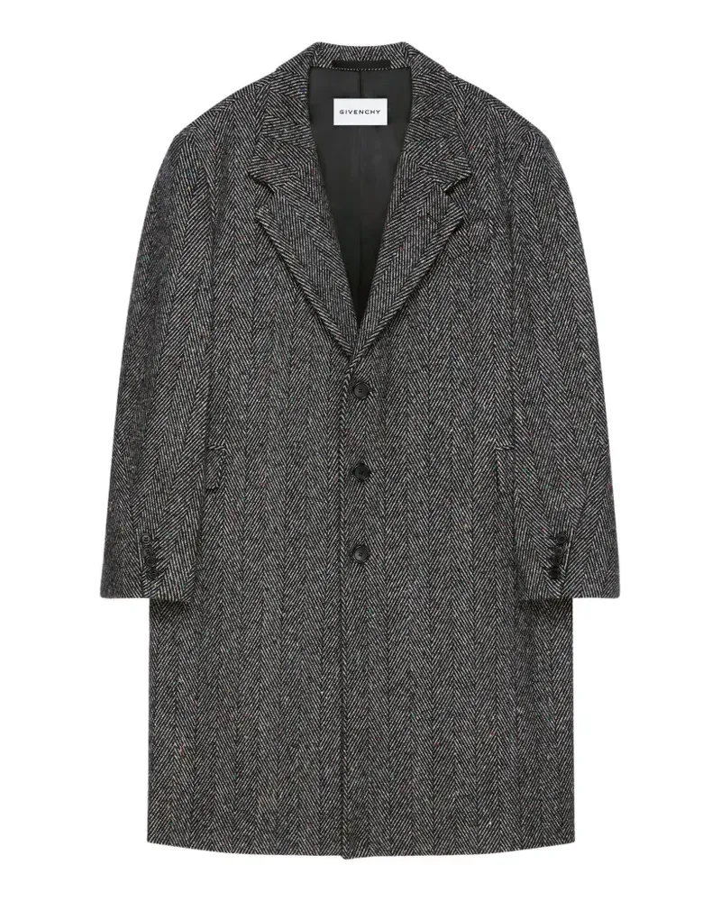 Givenchy Mantel mit Fischgrätenmuster - Schwarz Schwarz