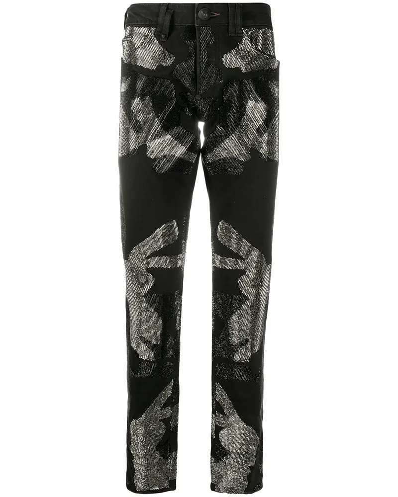Philipp Plein Gerade Jeans mit Camouflage-Print - Schwarz Schwarz