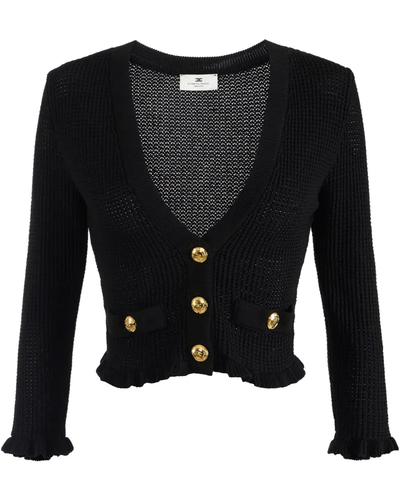 Elisabetta Franchi Cardigan mit Logo-Knopf - Schwarz Schwarz