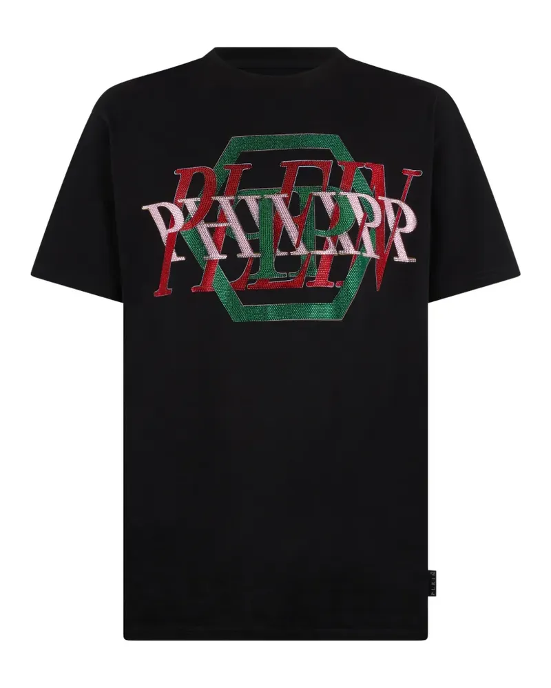 Philipp Plein rhinestone-logo T-shirt - Schwarz Schwarz