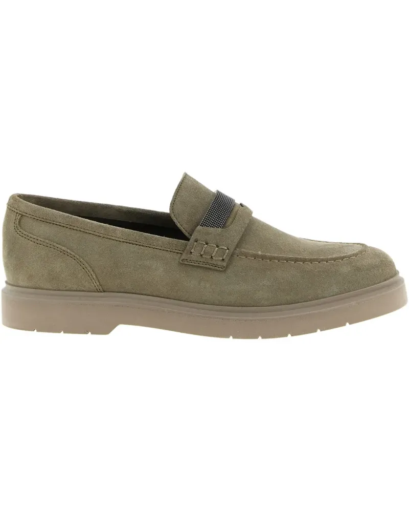 Brunello Cucinelli monili-detail suede loafers - Nude Nude