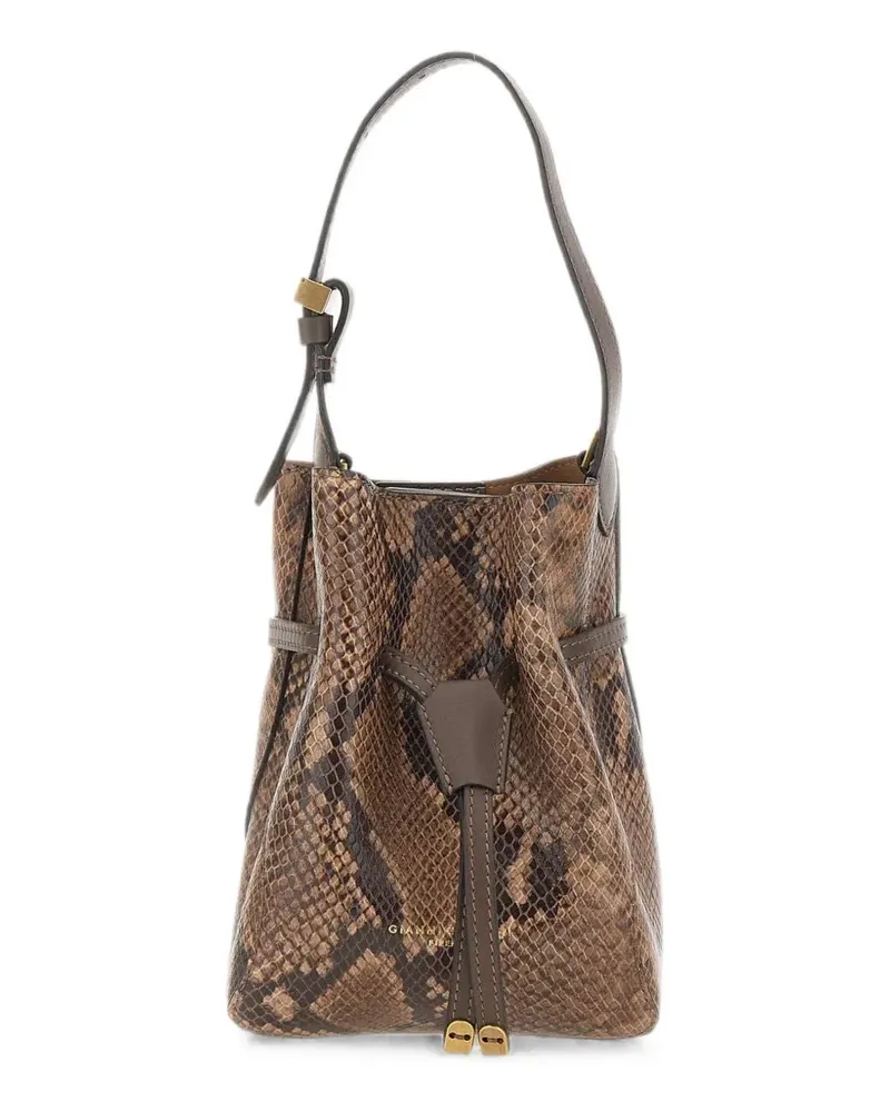Gianni Chiarini Sienna snake-effect leather bucket bag - Braun Braun